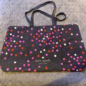 Kate Spade Black Multi Color Polka Dots Large Fabric Tote Shopping Bag